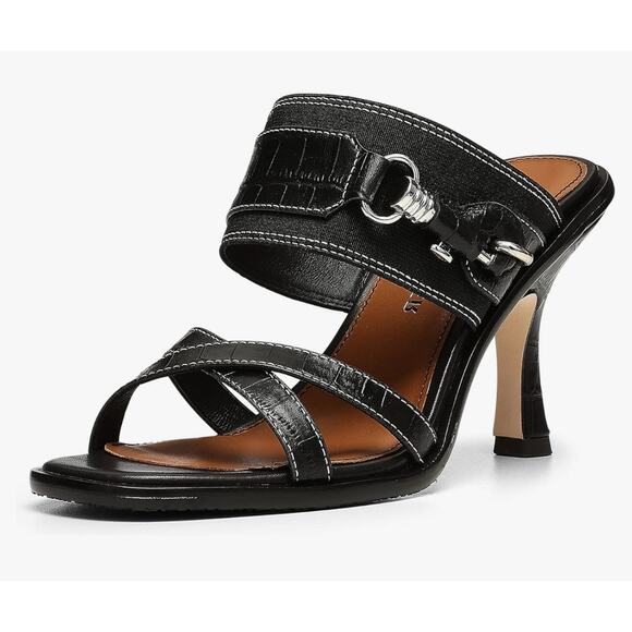 Donald Pliner black buckled retro ERICA slide sandal  size 10 - Picture 15 of 15